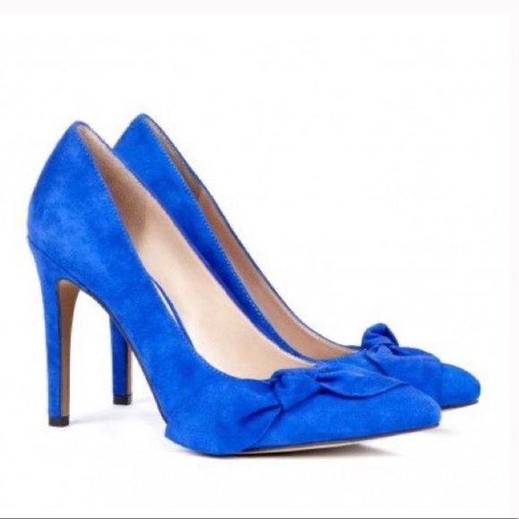 Sole society Elisa suede blue bow pumps heel - Picture 2 of 7